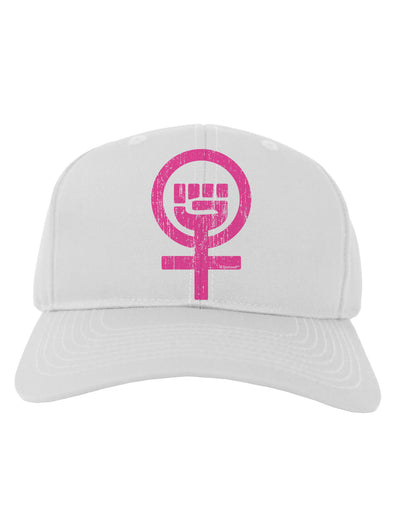 Pink Distressed Feminism Symbol Adult Baseball Cap Hat