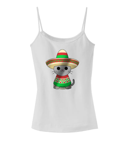 Sombrero and Poncho Cat - Metallic Spaghetti Strap Tank  by TooLoud