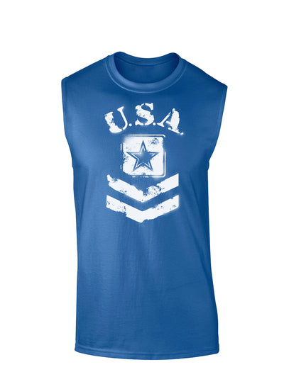 USA Military Army Stencil Logo Dark Muscle Shirt - Davson Sales
