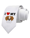 I Heart My - Cute Bulldog - Red Printed White Necktie by TooLoud