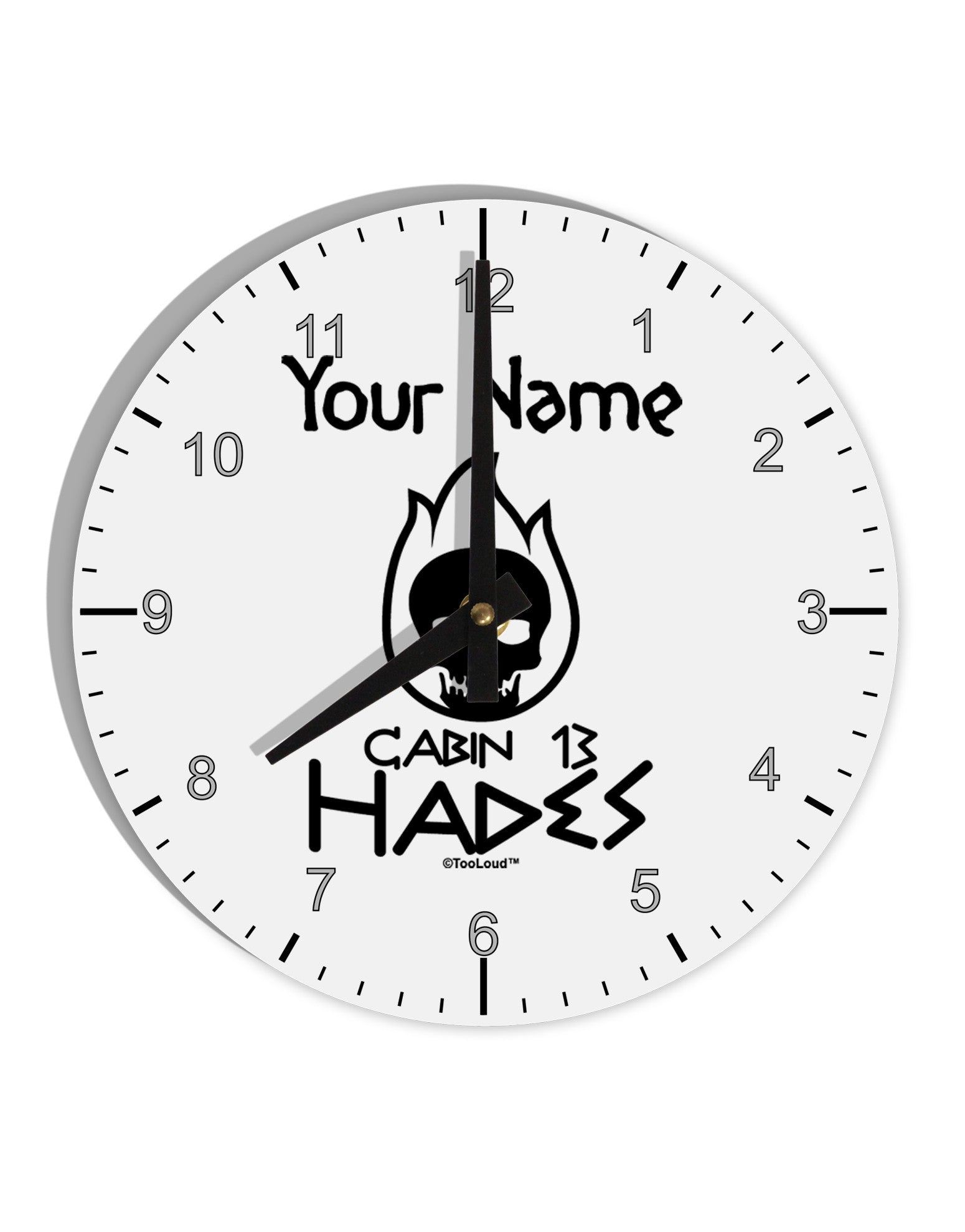 Personalized Cabin 13 Hades 10 InchRound Wall Clock with Numbers