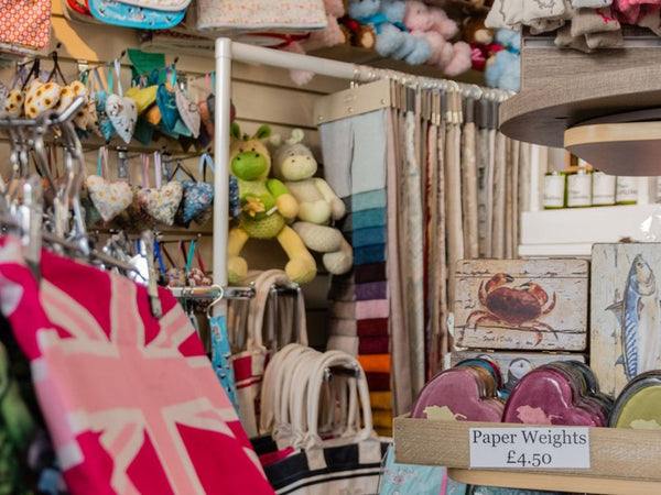a view inside the shop of Sew Much Fun in Alderney and the many products they stock