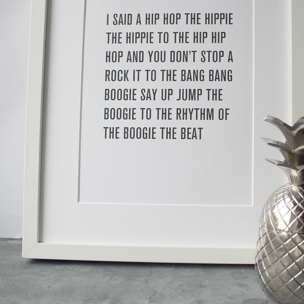 Rapper S Delight Sugarhill Gang Typographic Lyric Poster Text