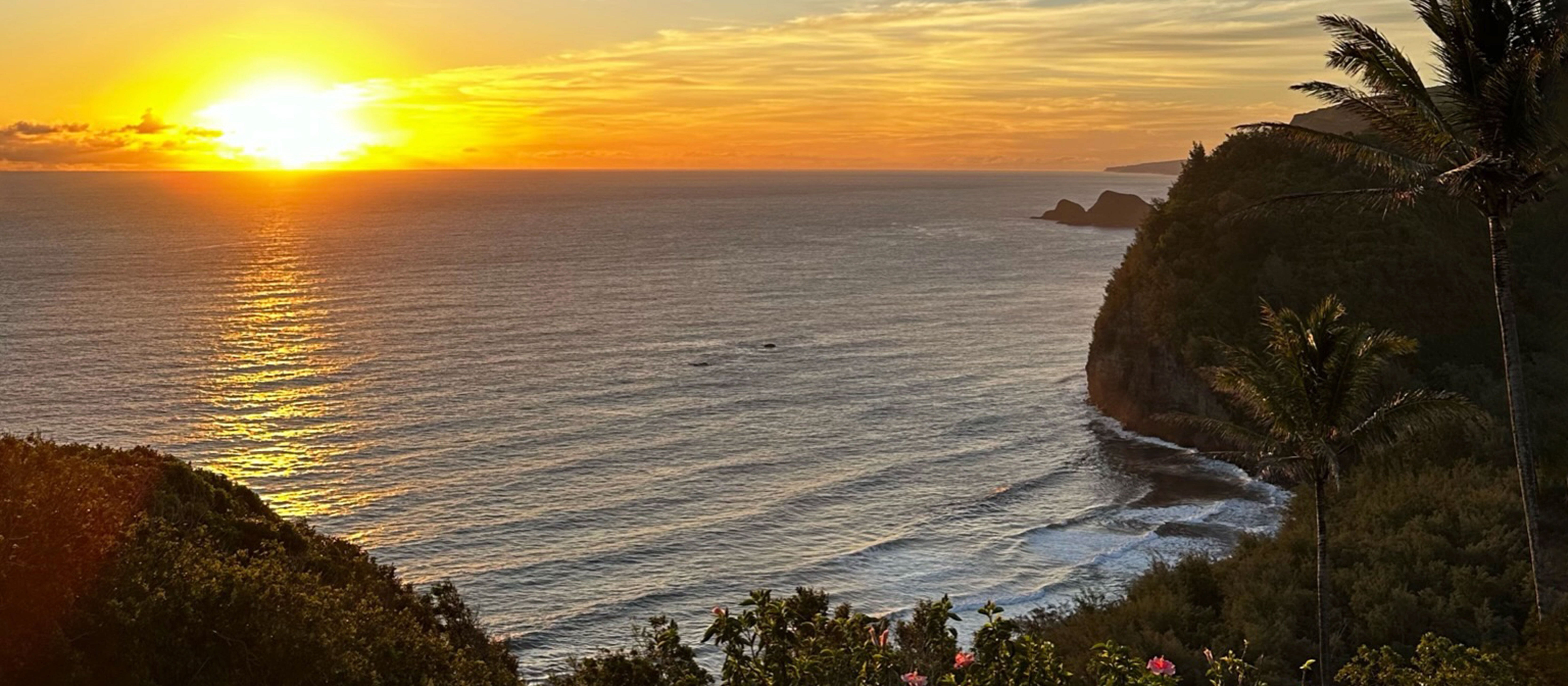 Sunset on Water with Bit of Coastline in Foreground