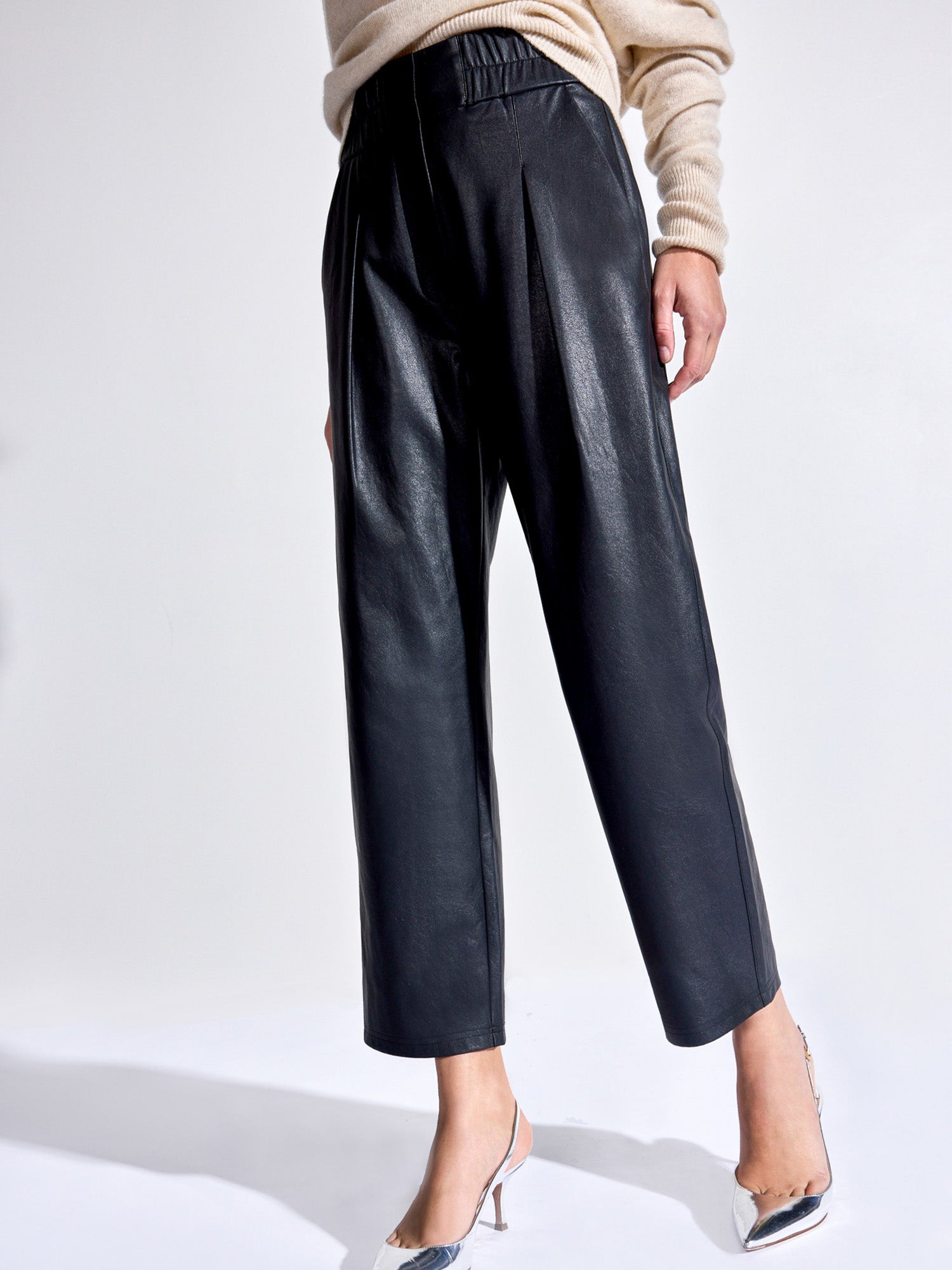 Vegan Leather Cropped Pants, Brown, Wide Leg, Women's – Brochu Walker