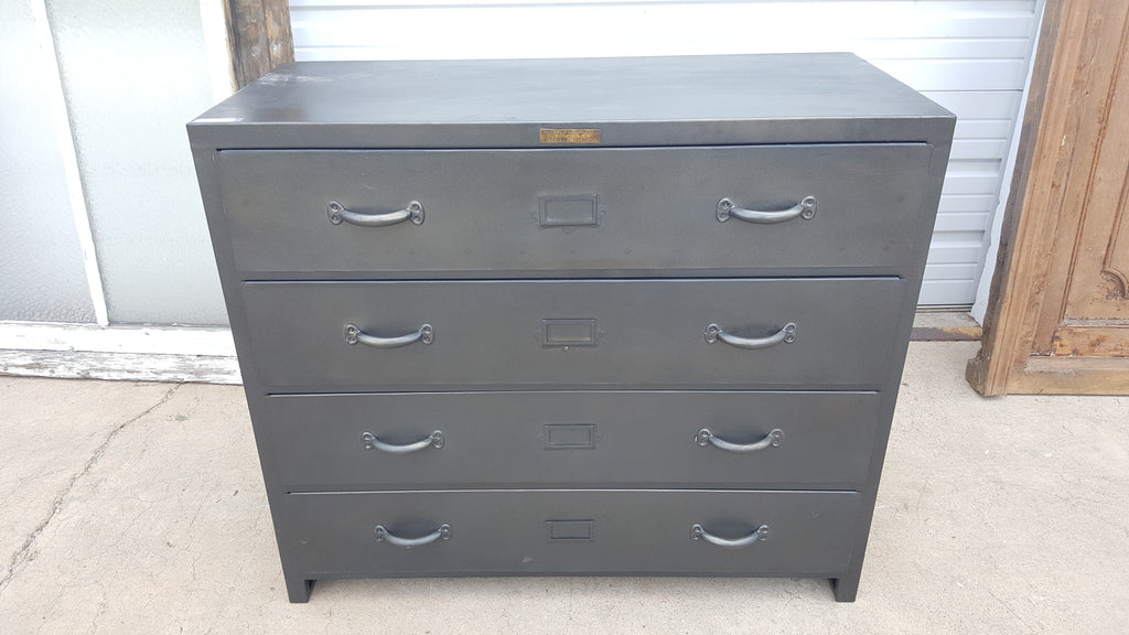 4 Drawer Black Metal Dresser Antiquities Warehouse