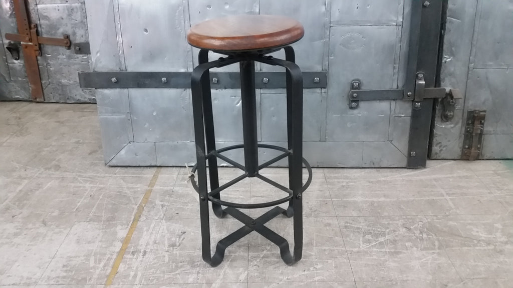 Iron Bar Stool With Wood Seat  : A Hook For Bags And Clothes Makes Us Hands Free To Communicate With Gestures.