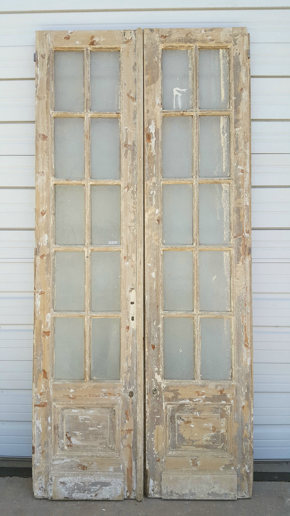 Pair of 10 Lite Distressed Antique French Doors – Antiquities Warehouse