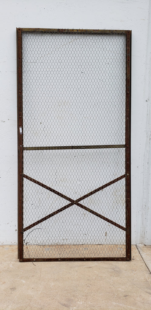 Metal And Chicken Wire Factory Door Panel