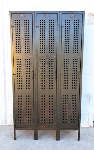 Set of 3 Lockers with Perforated Metal Front – Antiquities Warehouse