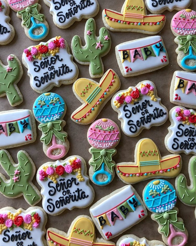 Gender Reveal Senor Or Senorita Fiesta Baby Shower Iced Sugar Cookie The Iced Sugar Cookie