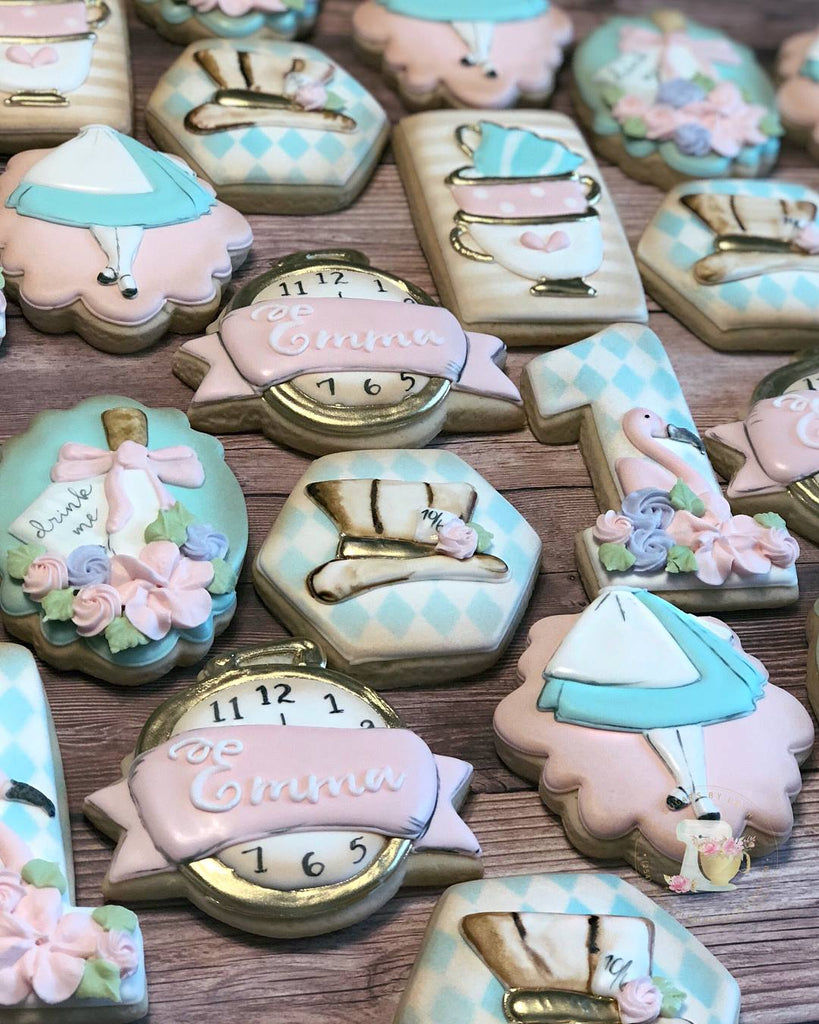 Emma's Alice In ONEderland First Birthday Party Iced Sugar Cookies