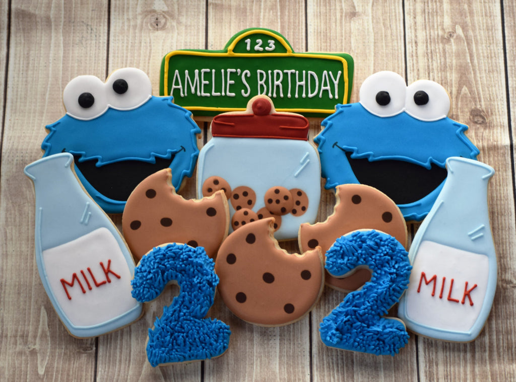 Cookie Monster Birthday Party Sugar Cookies — The Iced Sugar Cookie