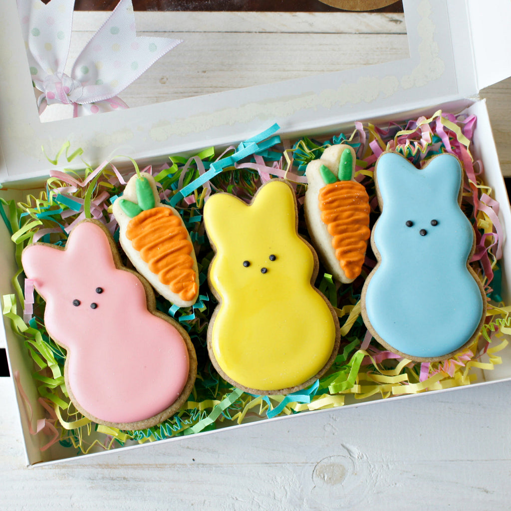 Peeps Bunny & Carrot Sugar Cookies-Easter Cookies-Spring Cookies TheIcedSugarCookie.com LHE Bakes