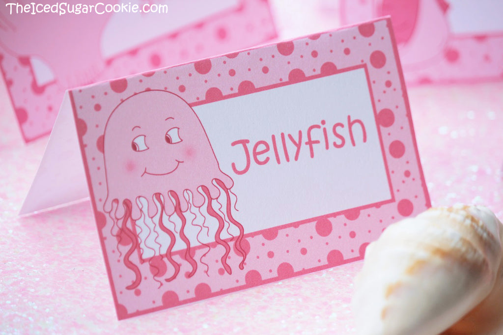 Pink Mermaid Under The Sea Food Label Cards