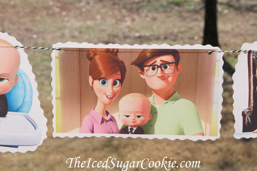 The Boss Baby Birthday Party DIY Idea Flag Hanging Banner-Baby Templeton, Mr And Mrs Templeton