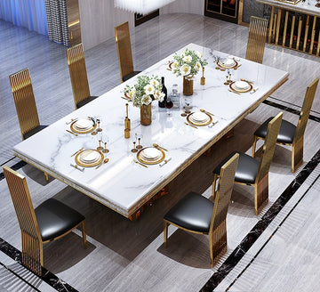 white and gold kitchen table