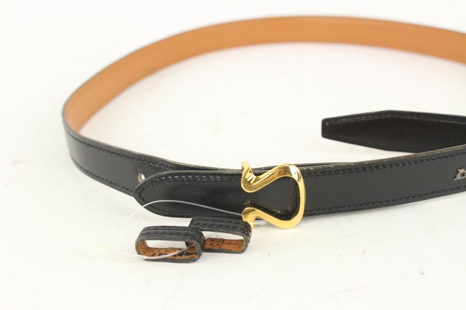 Hermès 18mm Black x Gold Harp Belt 1018h4 – Bagriculture