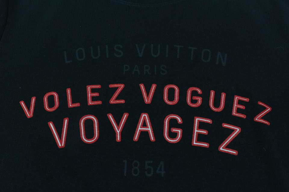 ルイヴィトンVOLEZ VOGUEZ VOYAGEZ 半袖Tシャツ ブラック minnade