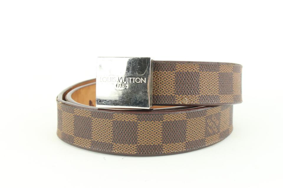 Authenticated Used LOUIS VUITTON Louis Vuitton Sunture LV Initial M9808  Damier Graphite Belt Men's Black Made in Spain 