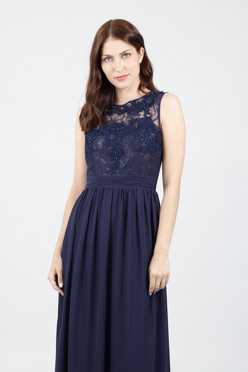 navy lace top dress