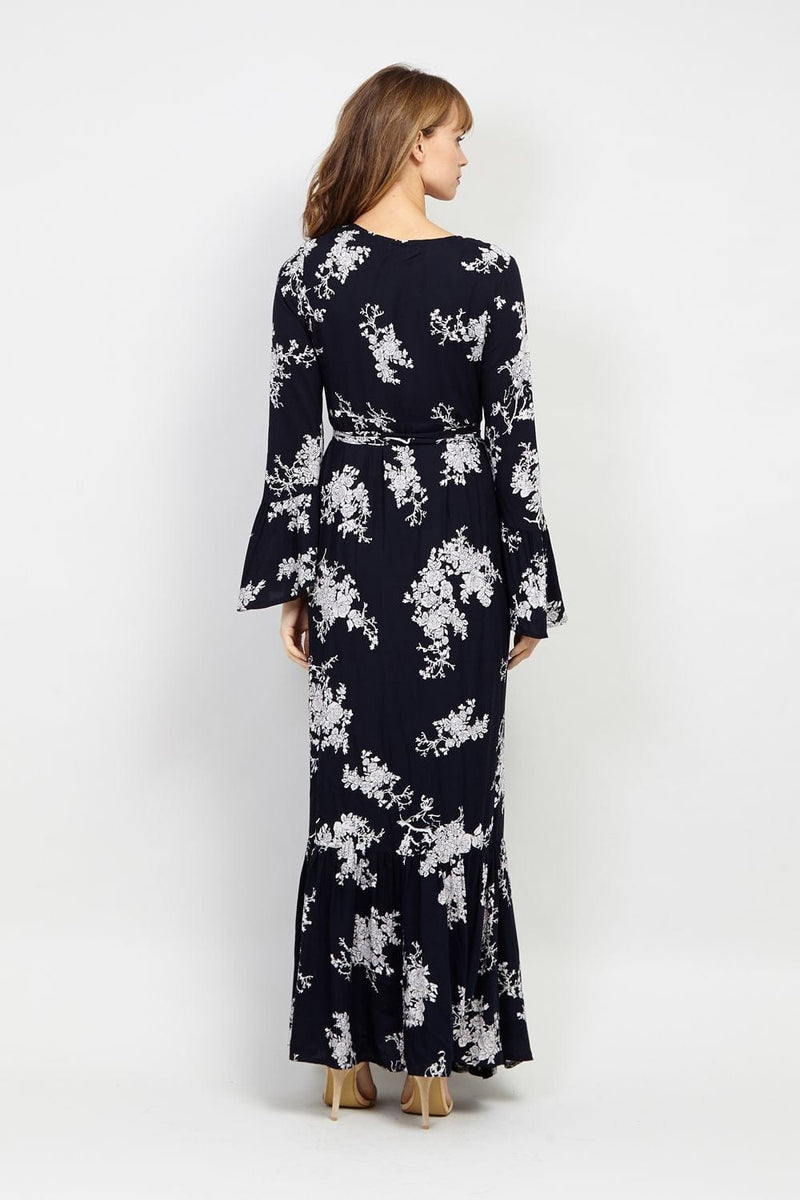 flute sleeve maxi dress