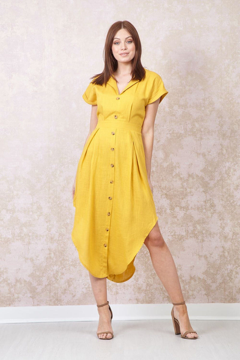 button front smock dress