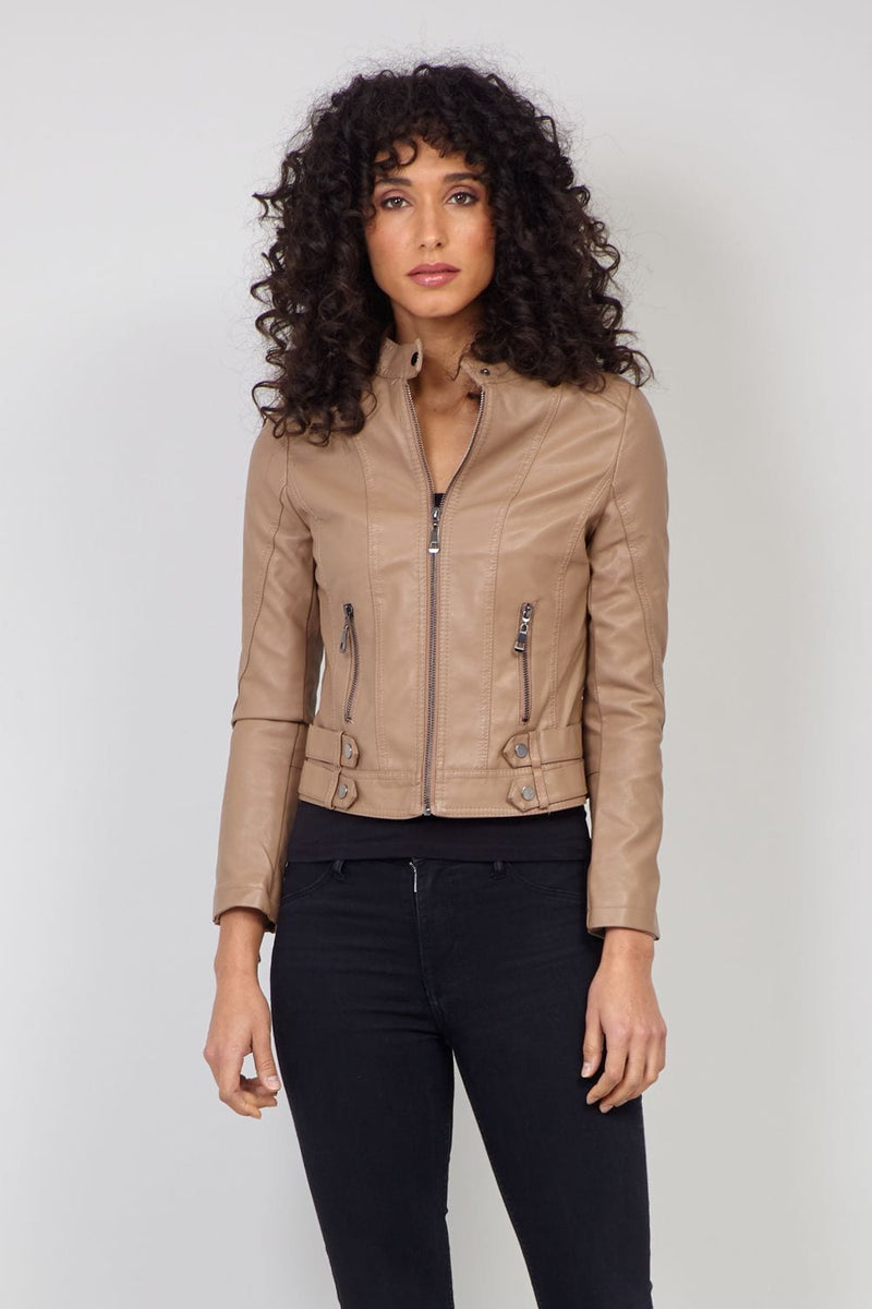 tan faux leather jacket