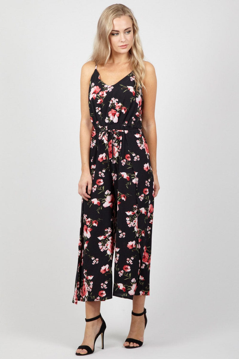 black floral print jumpsuit