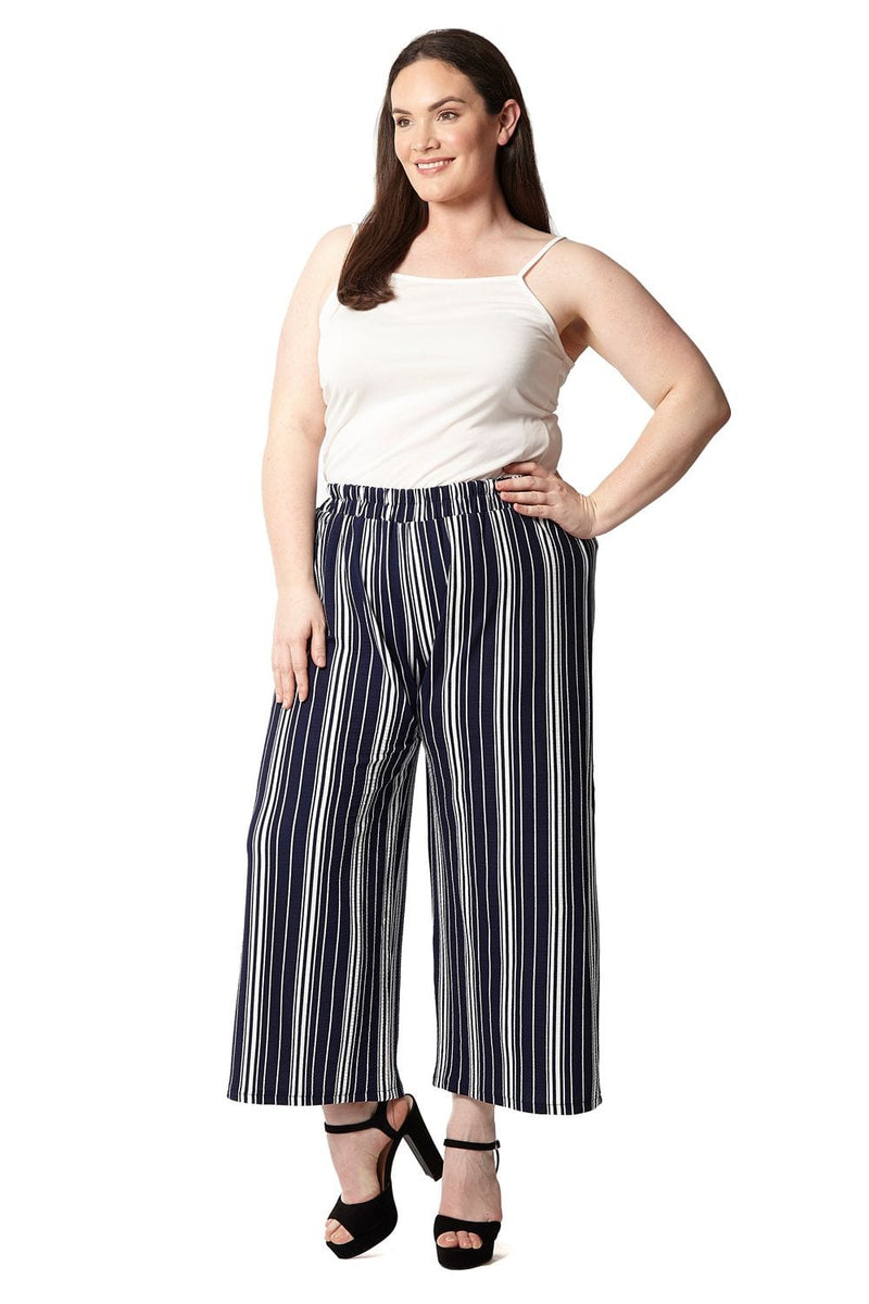 striped cropped trousers