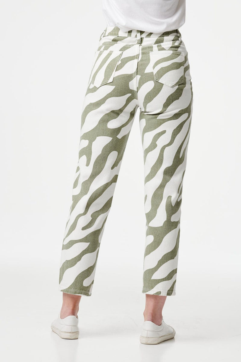 Khaki | Abstract Print Straight Leg Jeans