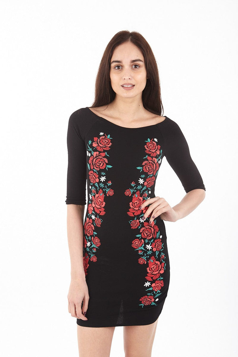 embroidered bardot dress