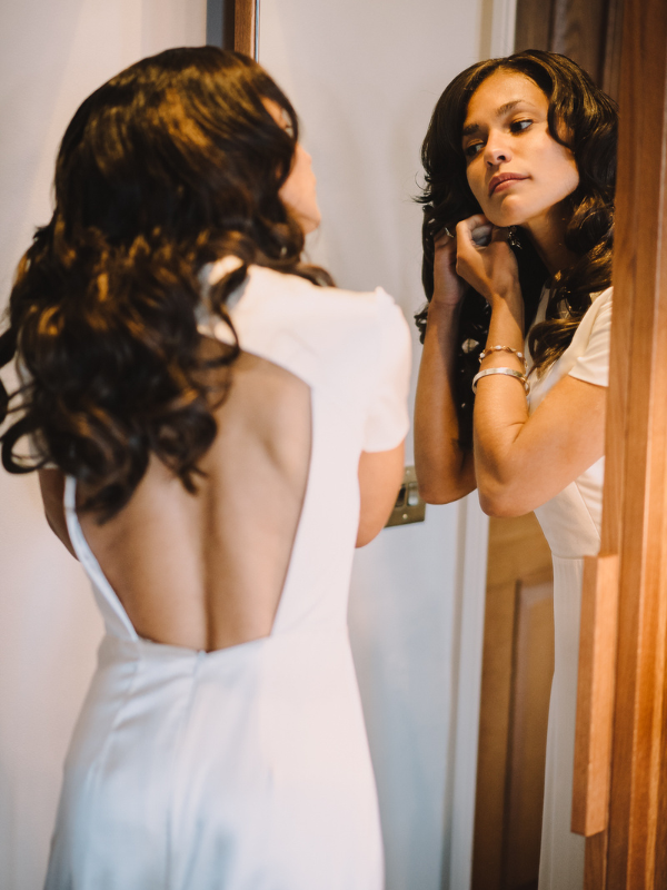 Real bride in Ender Legard backless Bodysuit