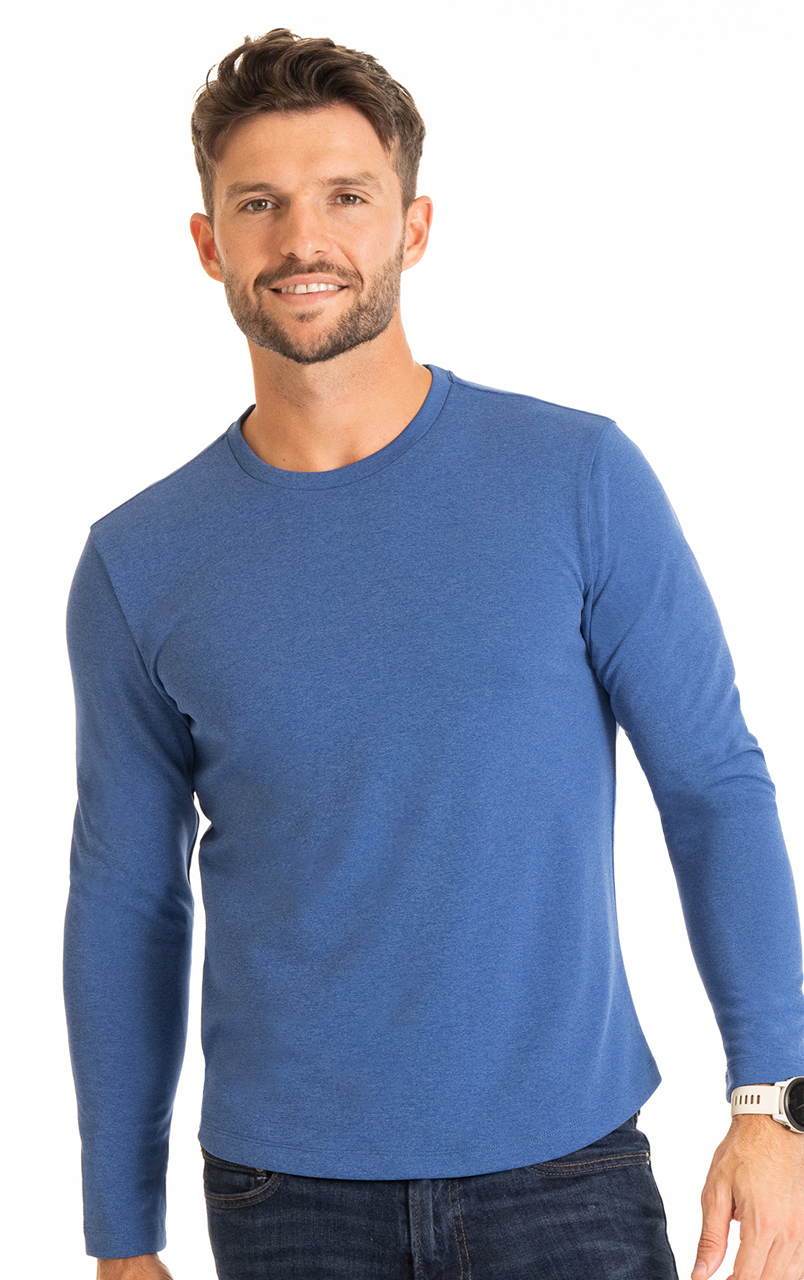 Men's Long Sleeve Performance Shirt: Blue, Grey, Navy, White, Black