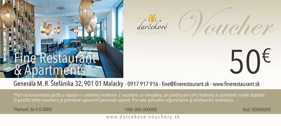 Fine restaurant Malacky darčeková poukážka