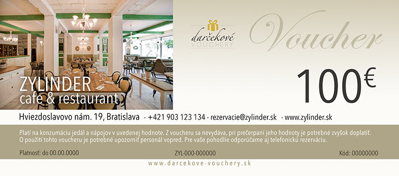 Zylinder Bratislava slovenska restauracia darcekova poukazka