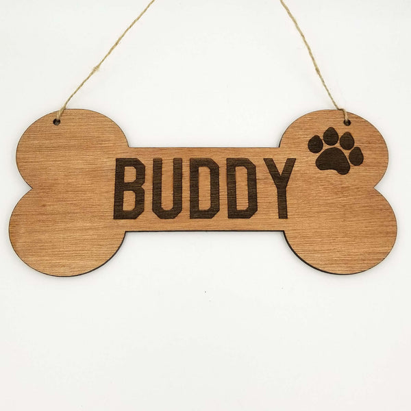 Personalized Dog Bone Dog House Wooden Sign Decor Custom 