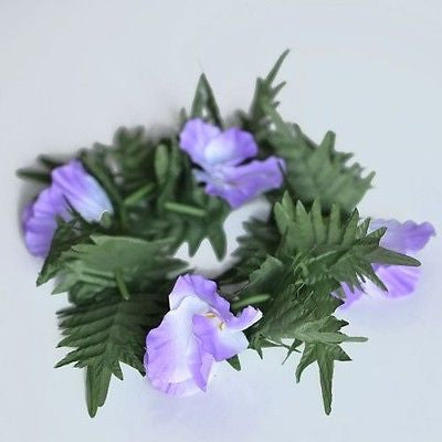 Premium Purple Flower Lei Festival Headband Boho Glad and Fern Crown