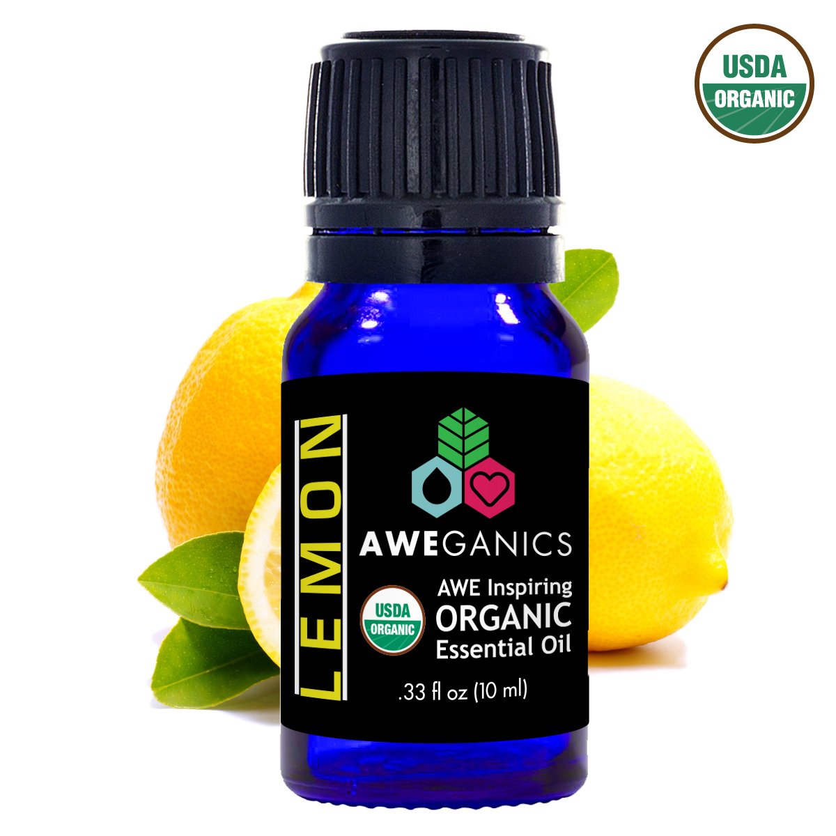 Lemon Essential Oil, 10 ml, USDA Organic, 100% Pure & Natural Therapeutic Grade - Aweganics (10 ml) - Pop Fashion