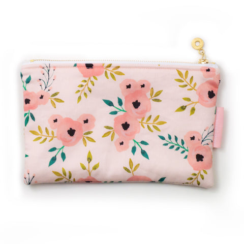 Zipper Pouch Pink Flowers – BubbleGumDish