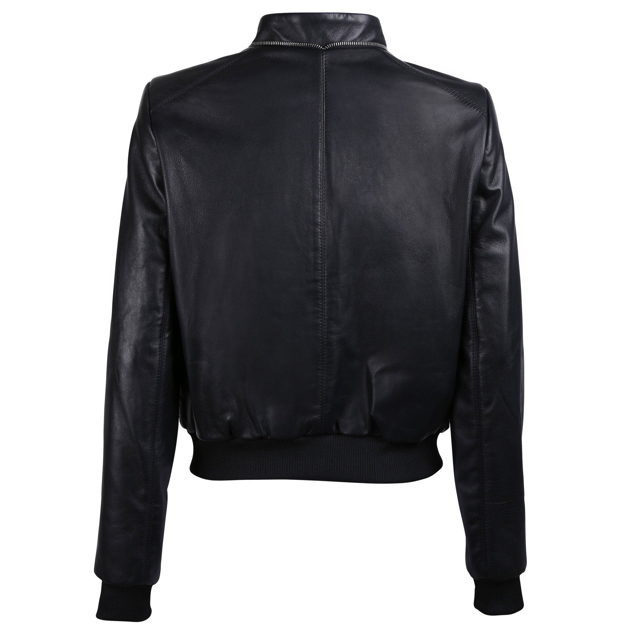 Black Leather Bomber Jacket with Snake Print - VOLS & ORIGINAL