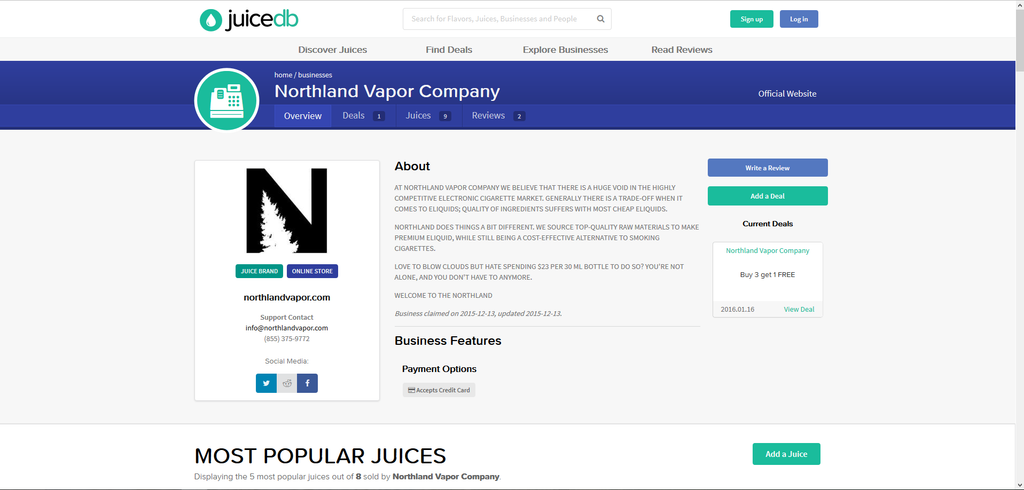 Northland Vapor @ JuiceDB