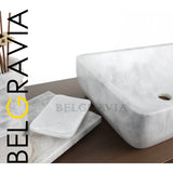 Oriental White Rectangular Marble Wash Basin