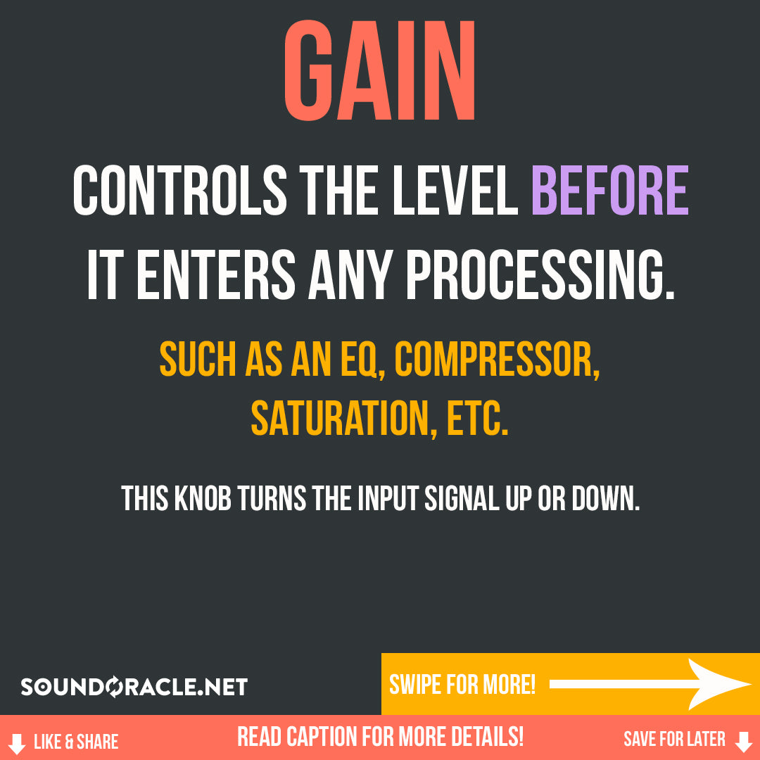 Gain controls the level before it enters any processing