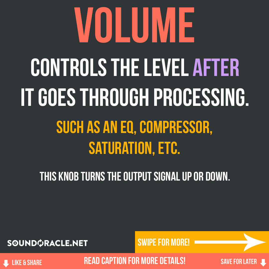 Volume controls the level after it goes through processing