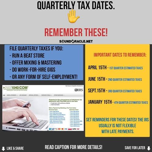 Quarterly Tax Dates Remember These Dates