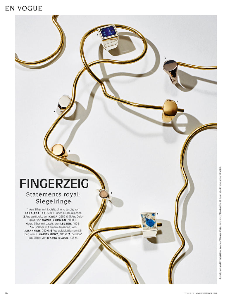 Legier Signet Rings featured in Vogue Germany October 2018