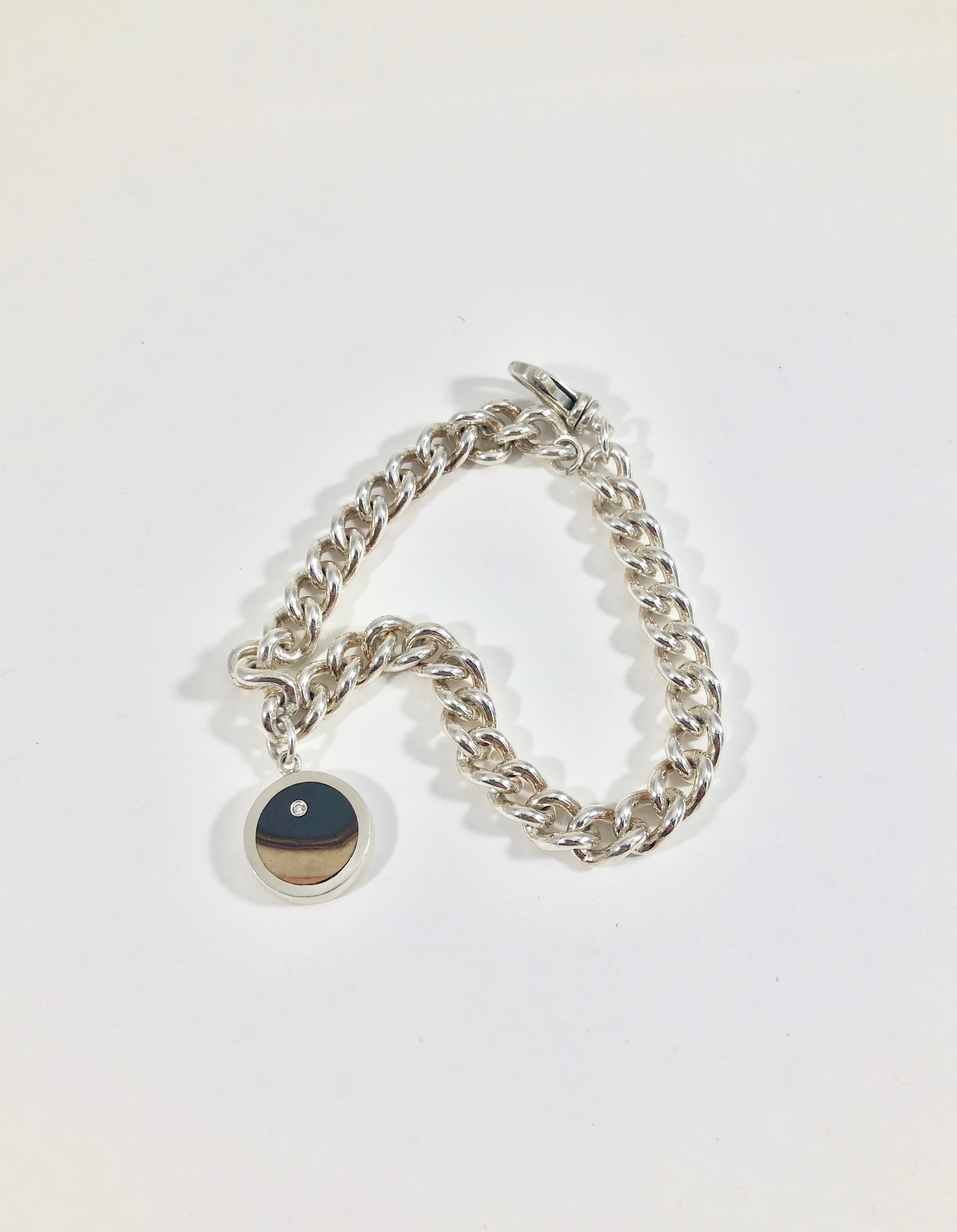 Faultline Wonderstone with Diamond Round Stone Signet Pendant & Bracelet
