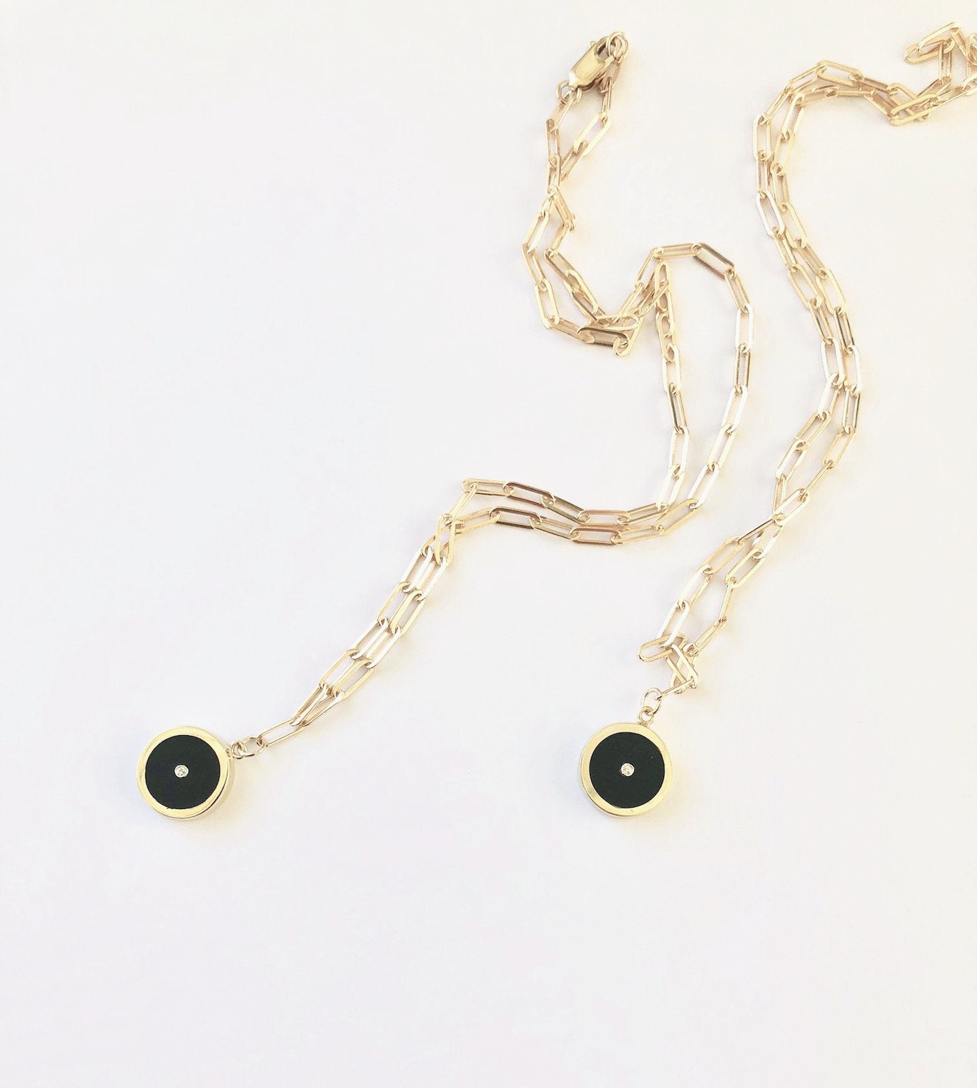 Black Onyx with Diamond Round Stone Signet Pendant & Necklace