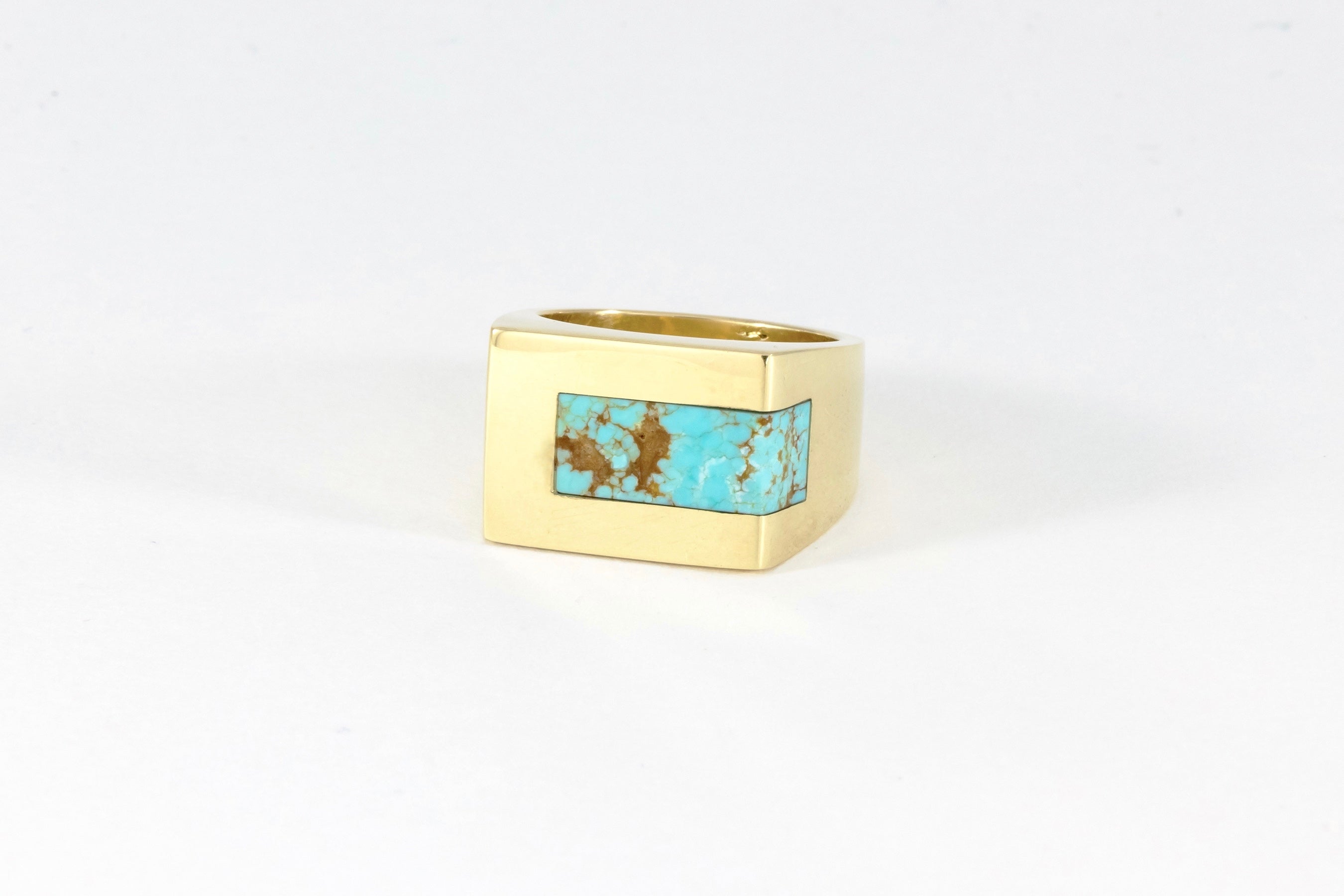 Turquoise Stone Signet Ring Strip Inlay